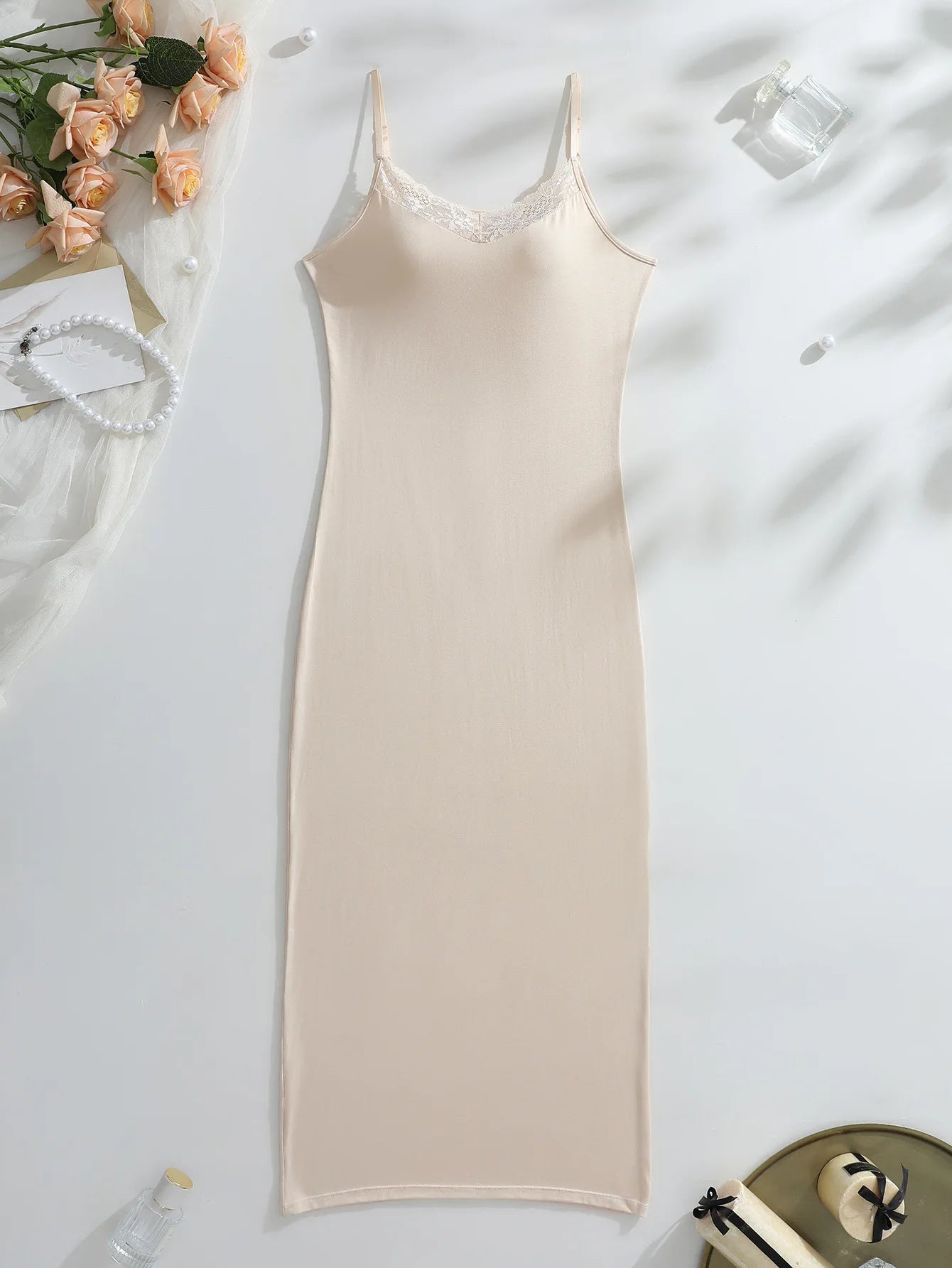 Sleeveless V Neck Lace Splice Sling Maxi Dress for Women