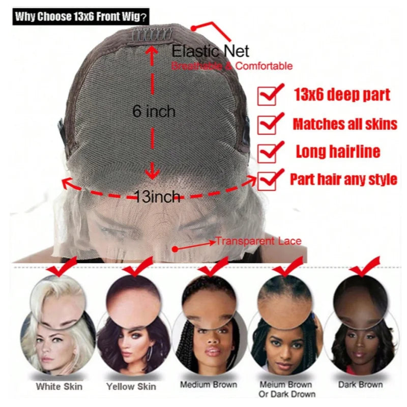 13x6 Glueless Natural Body Wave Human Hair Lace Wig for Women