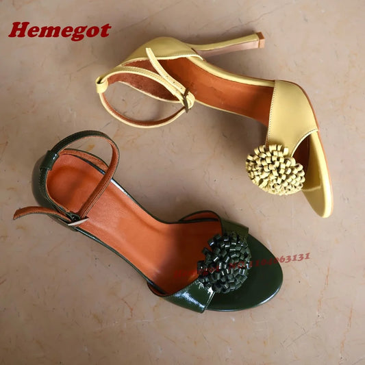 Yellow Buckle Strap Stiletto Sandals