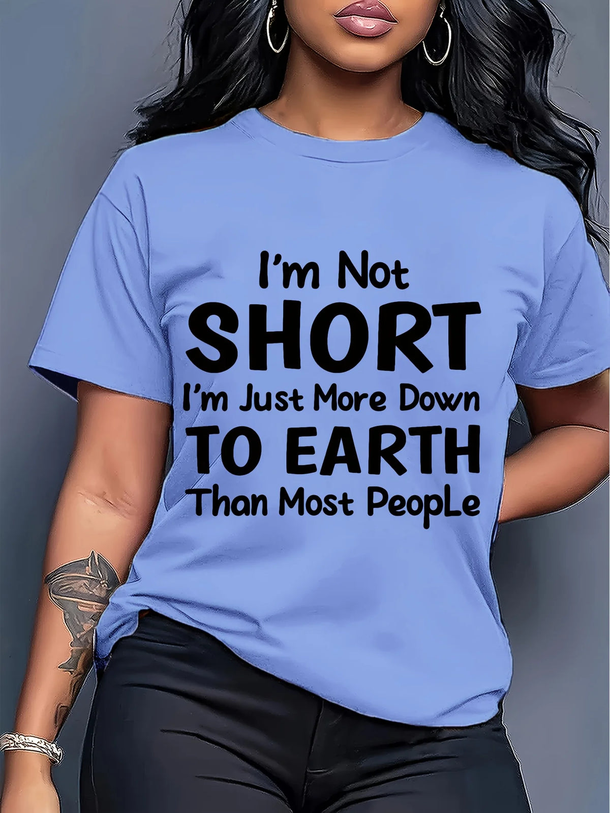 Down To Earth Funny Quote Printed Regular Tee For Women