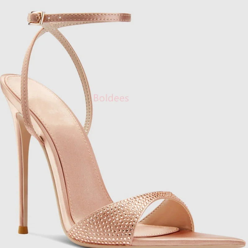 Crystal Buckle Stiletto Sandals