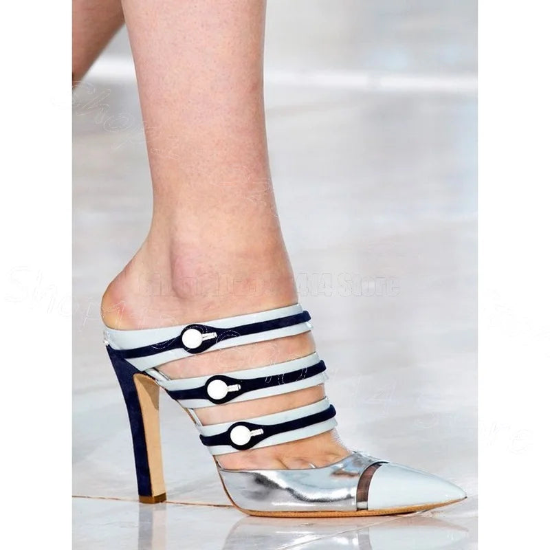 Yellow Patent Leather Pointed Toe Slip On Heels For Women
