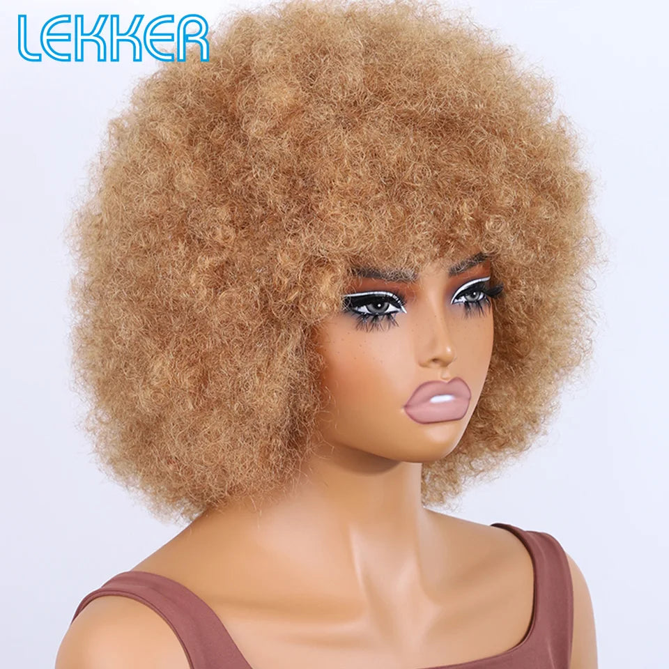 Natural Short Curly Remy Human Hair Bob Wig for Women