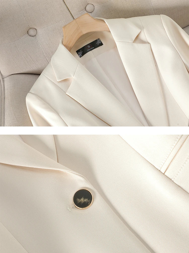 Fashion Ladies Blazer Coat Women Apricot Red Khaki Long Sleeve Female Business Work Wear Slim Formal Jacket For Autumn Winter