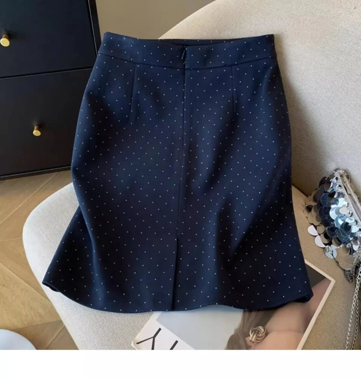 Polka Dot Print High Waist Slim Midi Skirt for Women