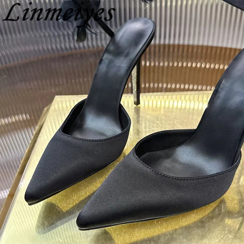 Rhinestone Feather Flower Embellished Ankle Strap High Heel Sandals for Women