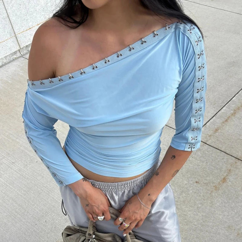 Ruched Off-Shoulder Cami Top With Hook-And-Eye Trim For Women