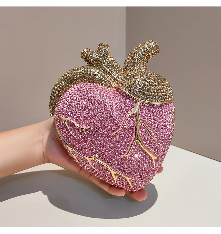 Gorgeous Rhinestone Heart Shaped Evening Bag for Women
