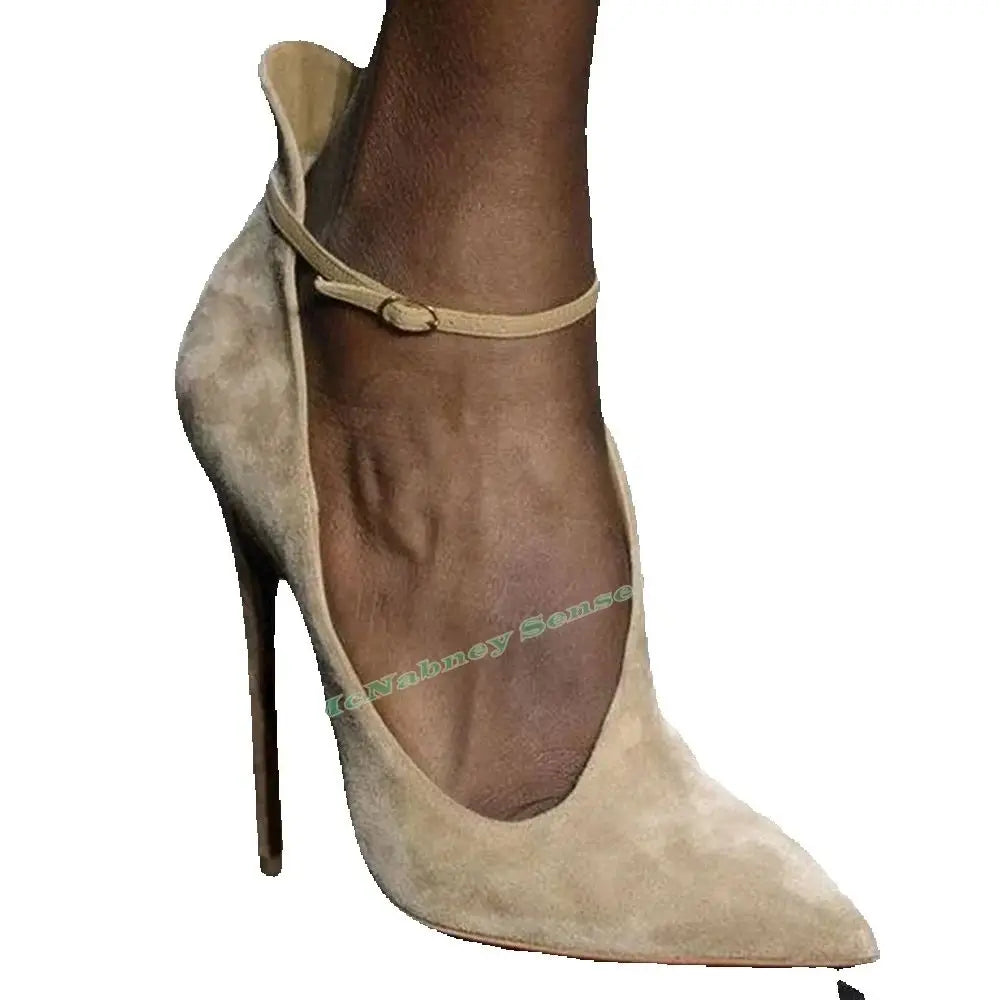 Cut Out Pointed Toe Pumps With Buckle Strap For Women