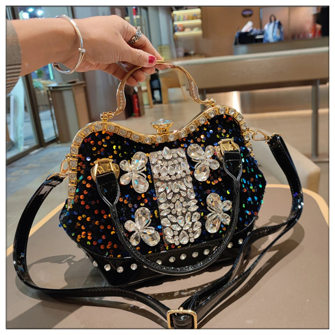Crystal Sequin One Shoulder Crossbody Handbag for Women