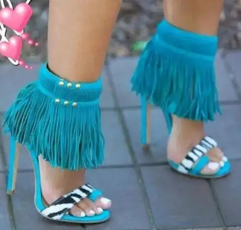 Elegant High Heel Fringe Gladiator Sandals for Women