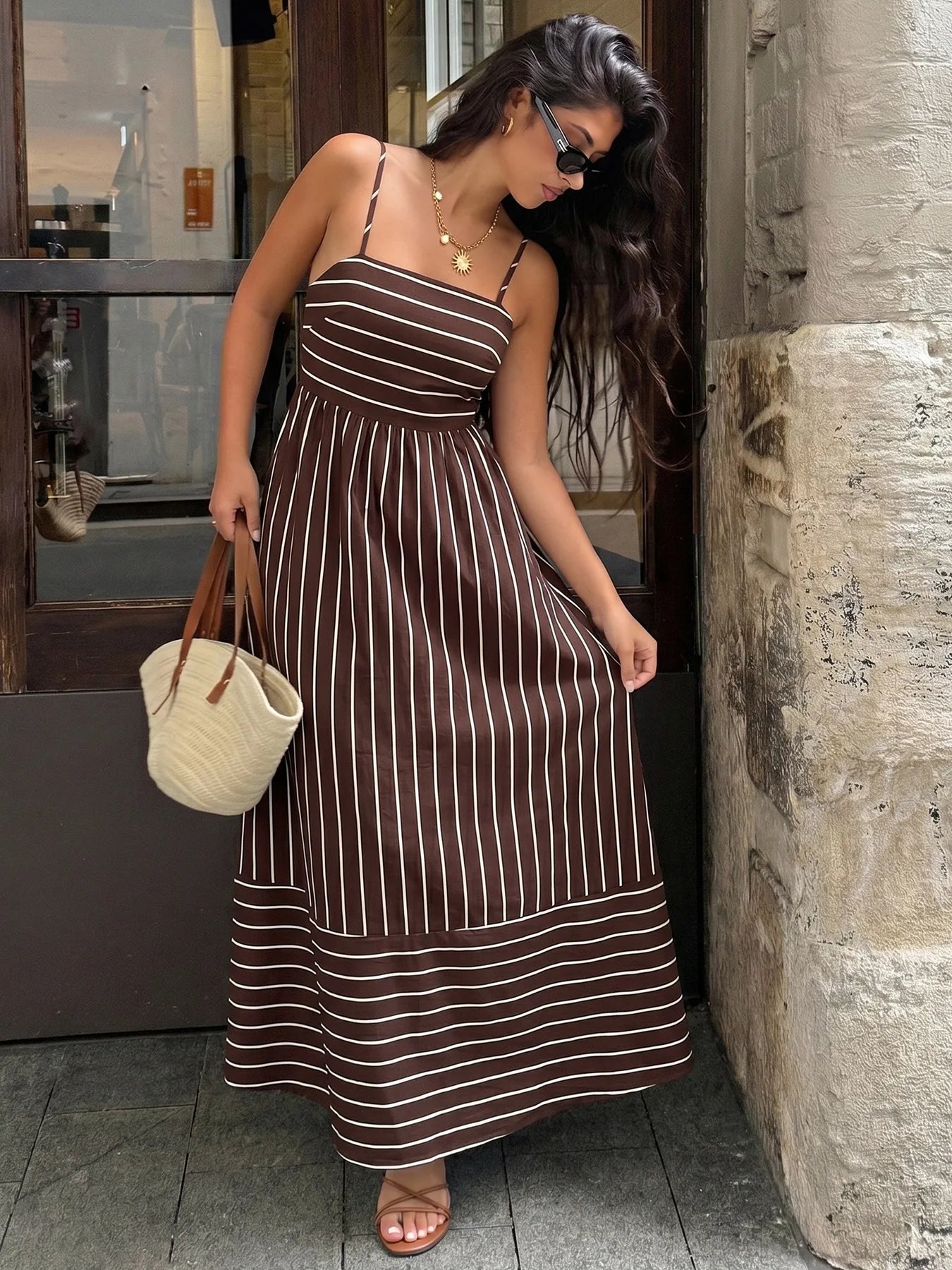 Elegant Backless Square Collar Maxi Dress for Women