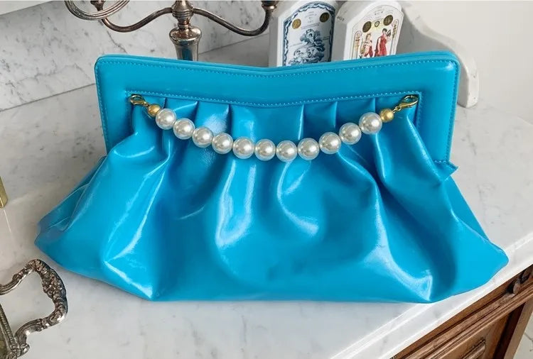 Elegant Beaded Pearl Chain Evening Clutch for Women