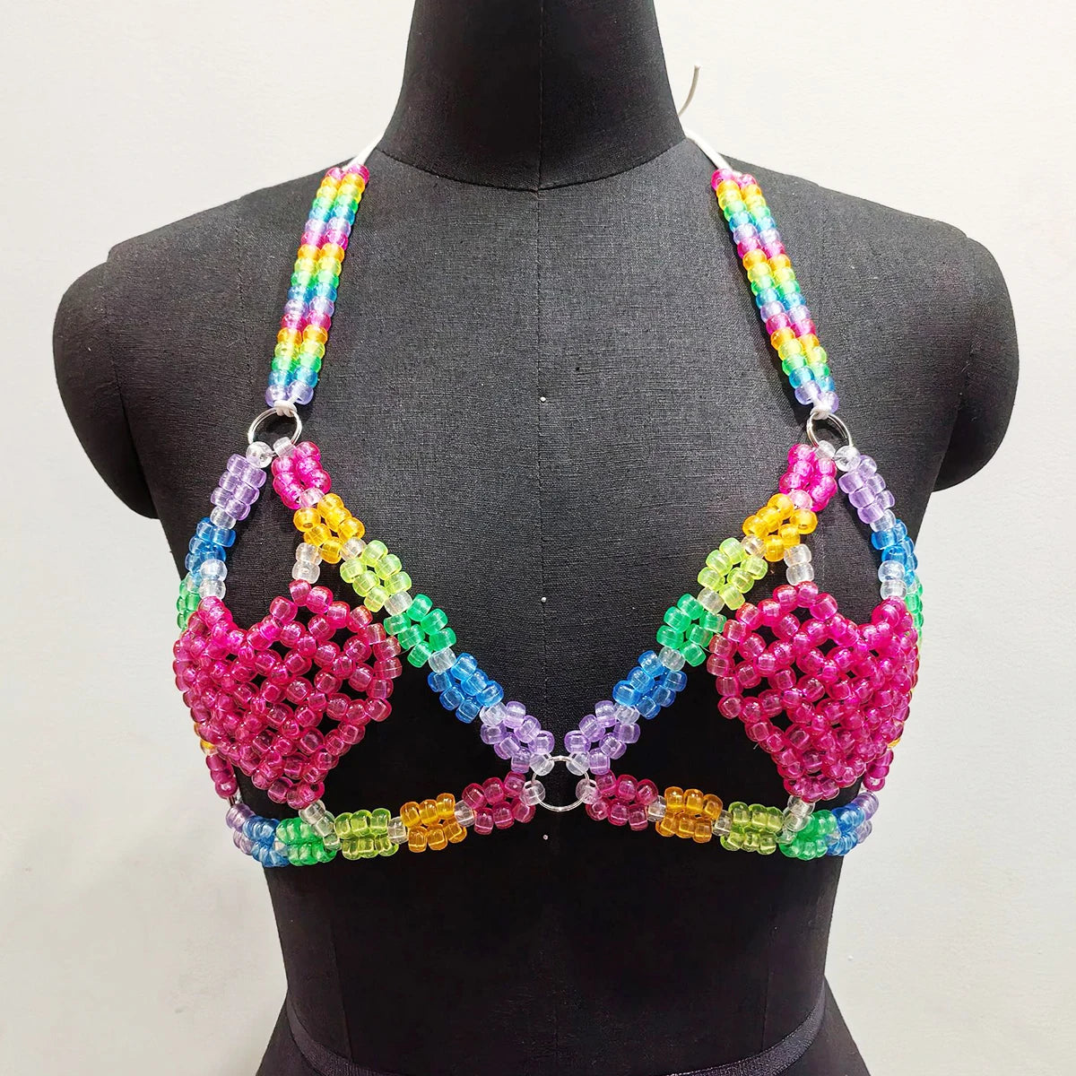Retro Beaded Heart Bralette Set