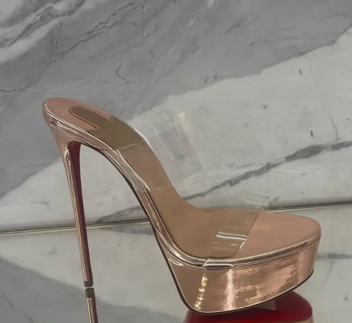 Clear PVC Platform Stiletto Sandals With High Heels for Women