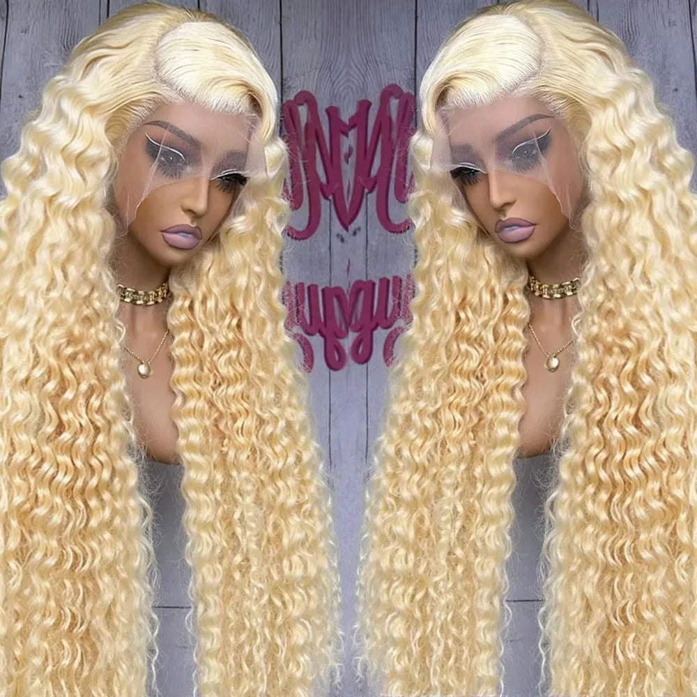 Deep Wave Blonde Lace Front Human Hair Wig for Women