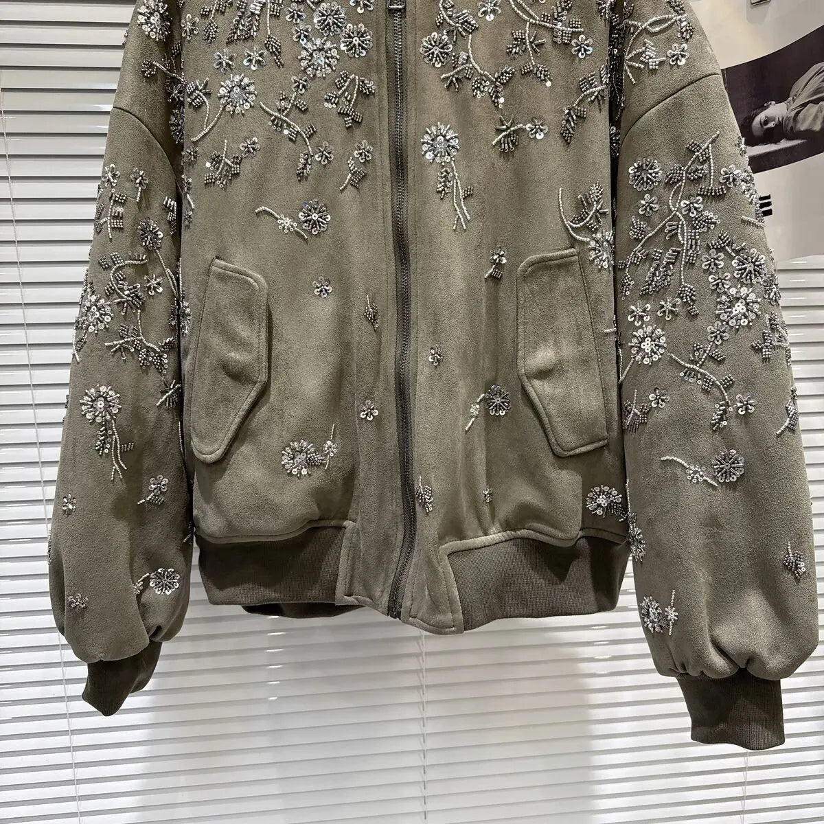 2026 Winter New Coat for Women,Retro Heavy Industry Nail Bead Suede Embroidery Loose Cotton Jacket