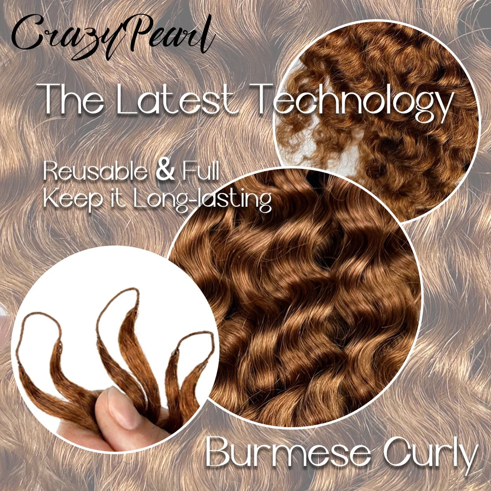 Burmese Curly Crochet Human Hair Extensions for Women