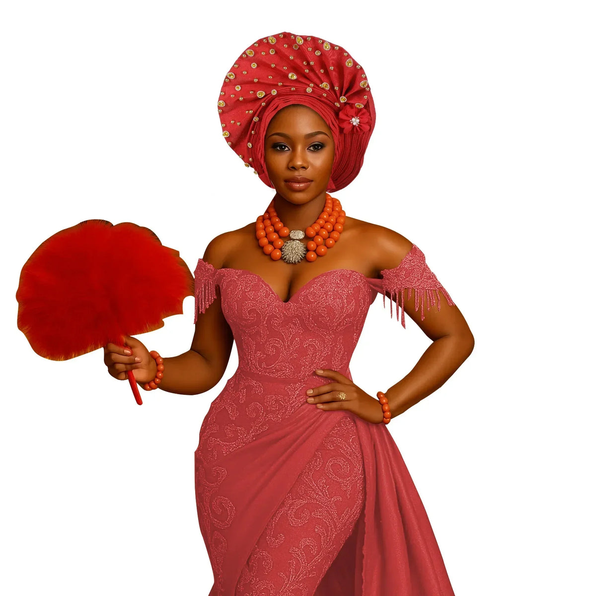 Pre-Tied African Wedding Party Gele Headwrap for Women