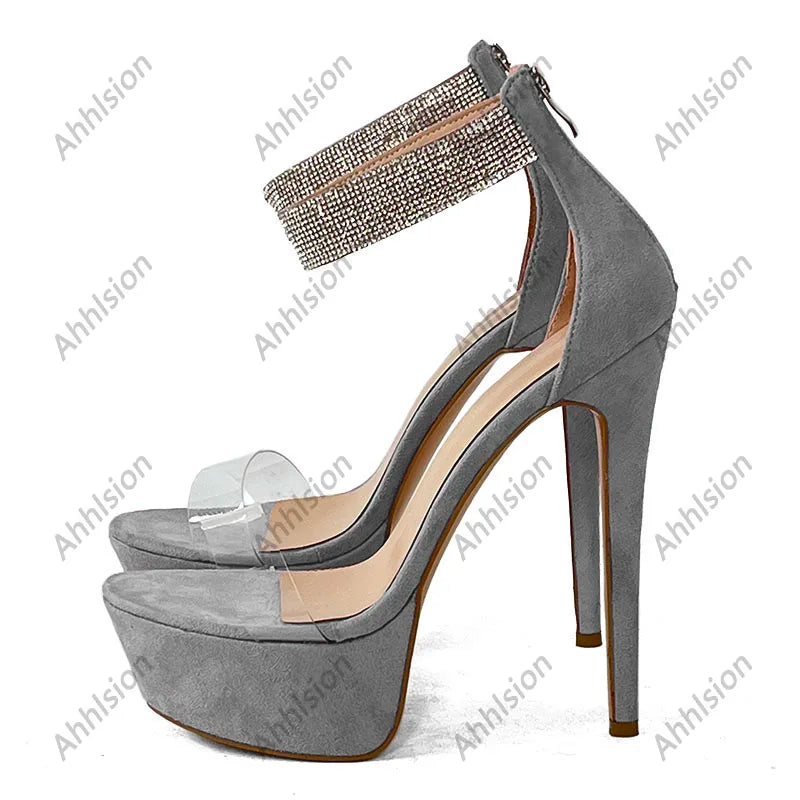 Elegant Pink Suede Stiletto Sandals with Zipper for Women