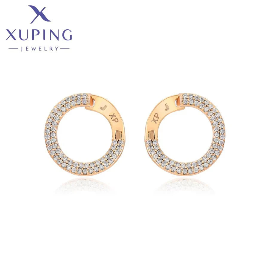 Gold Tone Copper Alloy Hoop Earrings