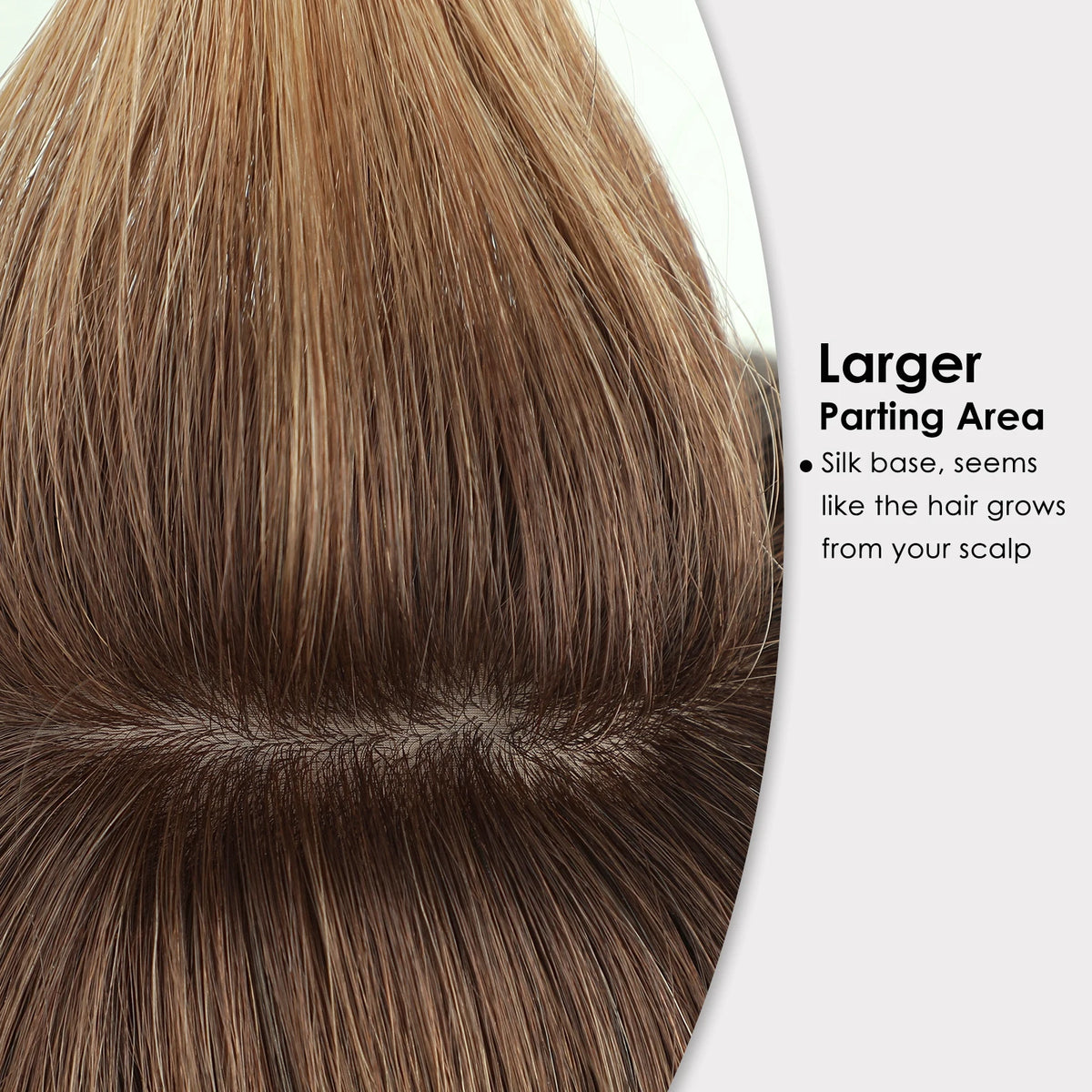 Brown Ombre Silk Base Human Hair Topper With Bangs For Women
