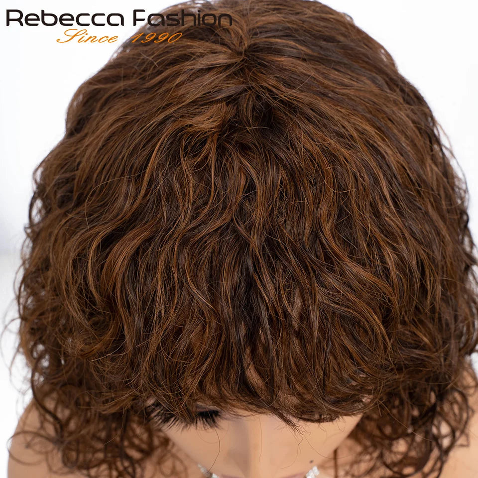Natural Short Curly Glueless Human Hair Bob Wig for Women