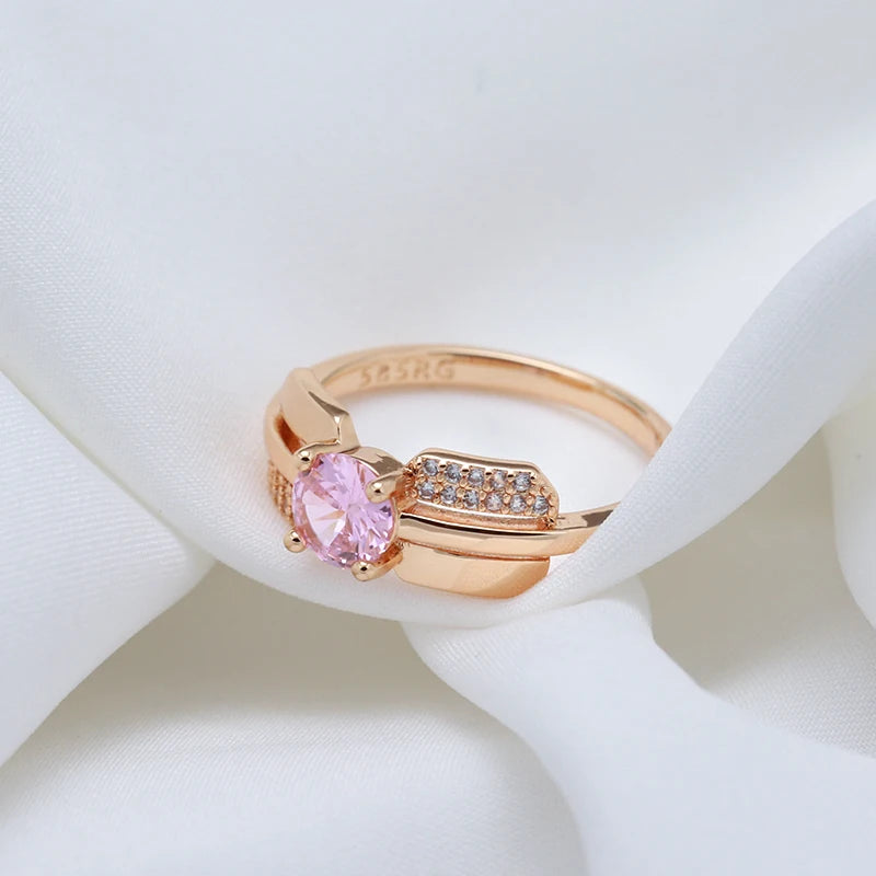 Pink Princess Cut Zircon Ring