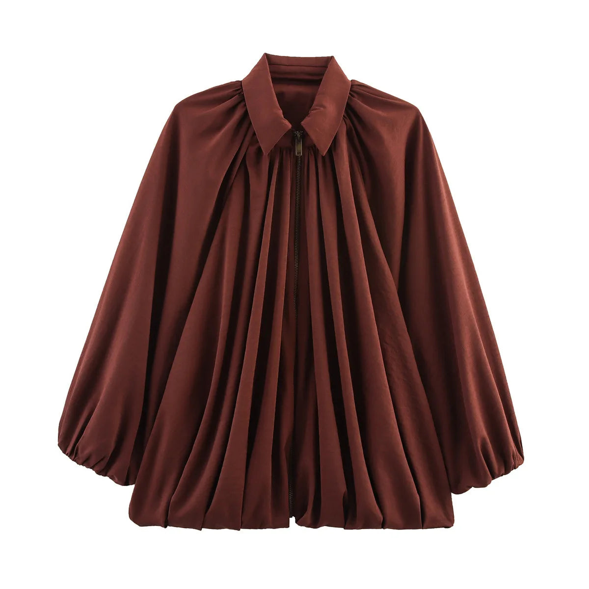 Ruffled Oversized Long Sleeve Bomber Jacket for Women