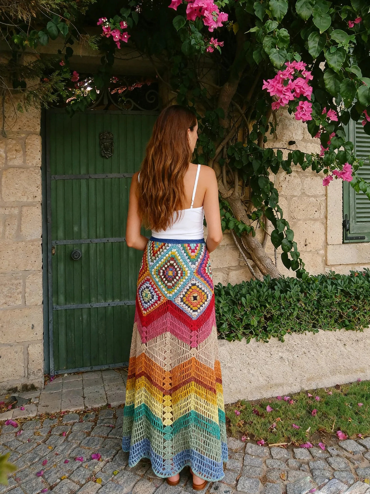 Crochet Cutout Boho Cover Up Skirt