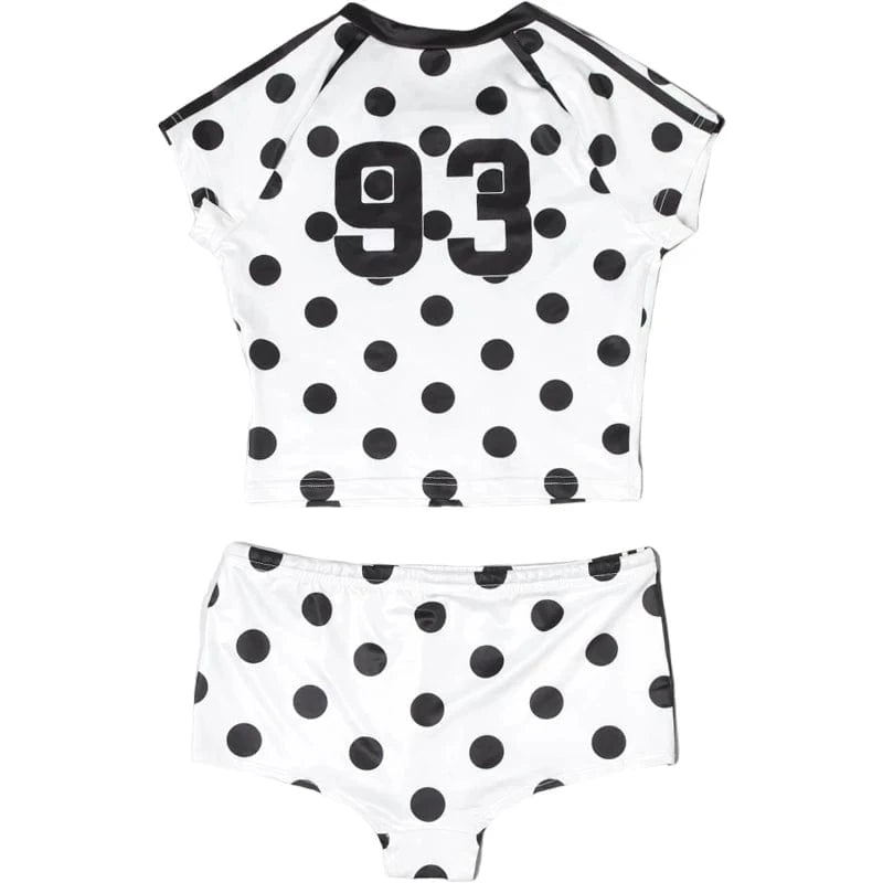 Weird Puss Dot Digit Print 2 Piece Set Women Casual Sporty Hipster Crop Tops+Shorts Matching Streetwear Skinny Stretch Tracksuit