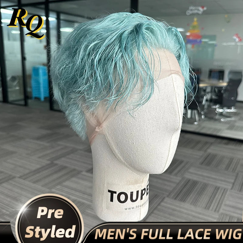Natural Looking Pre Styled Transparent Lace Front Wig For Men