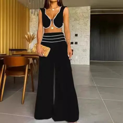 Strapless Waistcoat And Wide-Leg Pants Set for Women