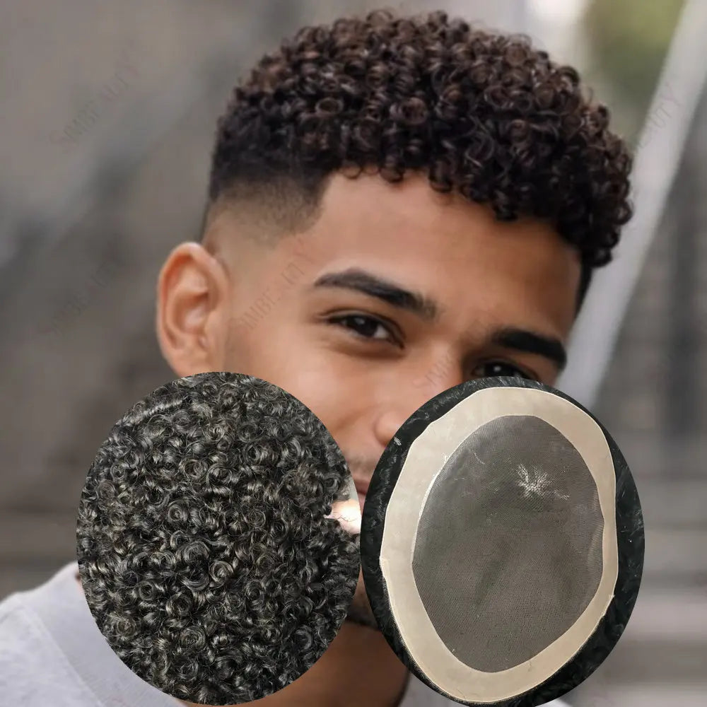 Curly Human Hair Toupee Replacement System for Women