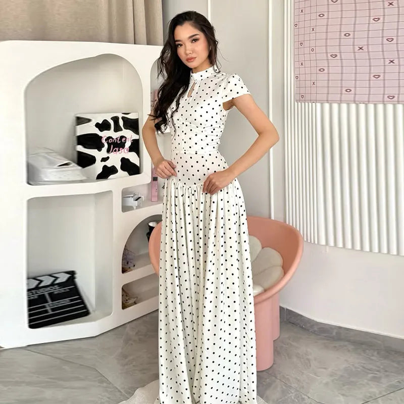 Elegant Hollow Out Lace Up Ankle Length Dress for Women