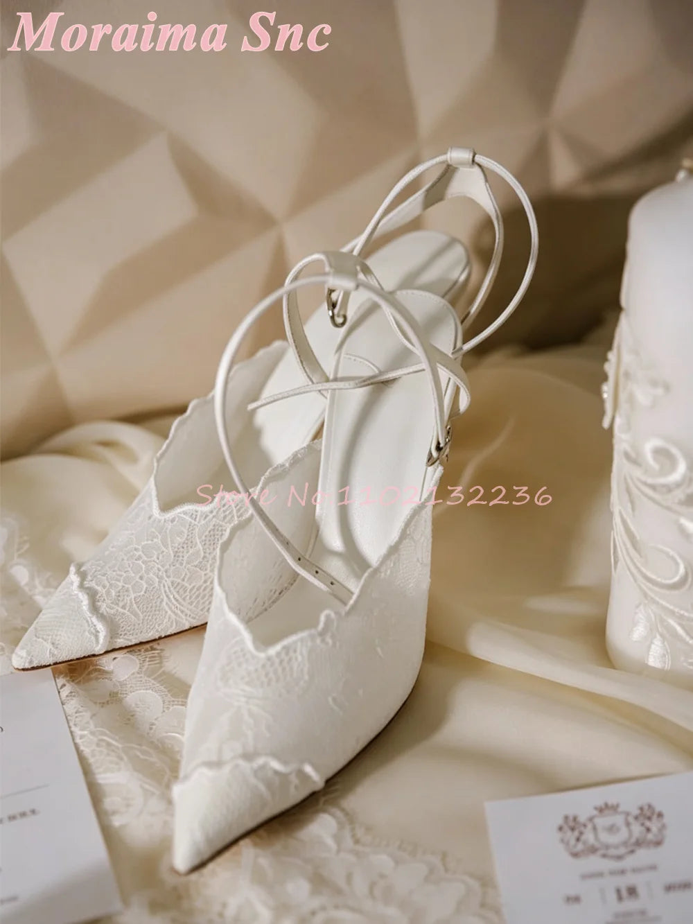 Satin Pointed Toe Ankle Strap Sandals