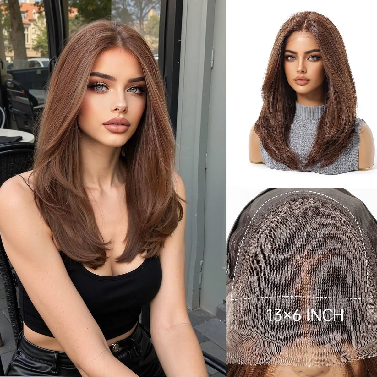 Long Layered Ash Blonde Highlight Lace Front Wig for Women