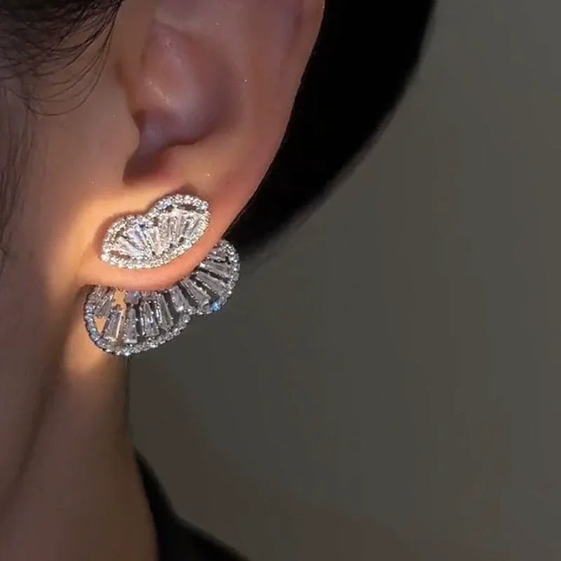 Cubic Zirconia Butterfly Stud Earrings
