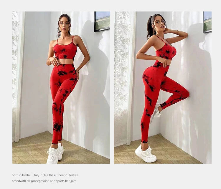 Breathable Tie Dye Yoga Tracksuit Set