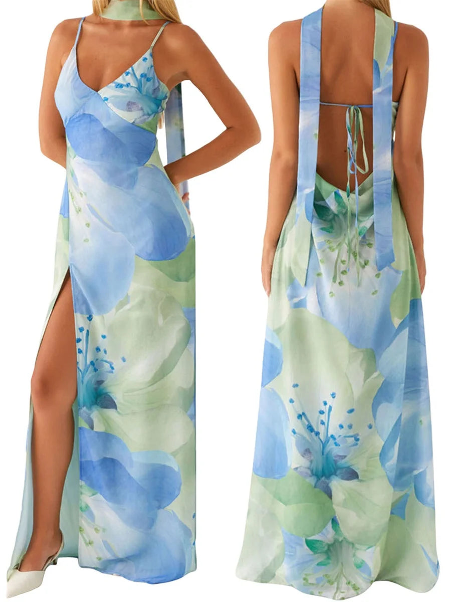 Stand Out in Style with Our Multi-color Halter Print Dress - Available in S, M, L, XL