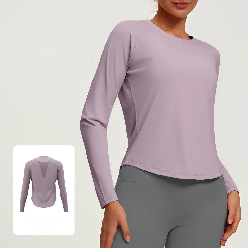 Breathable Loose Mesh Long Sleeve Yoga Top for Women