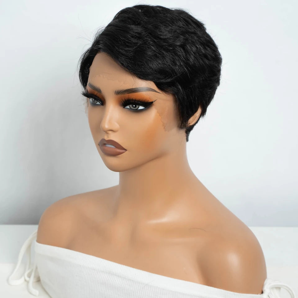 Glueless Short Pixie Cut Lace Front Remy Wig for Women
