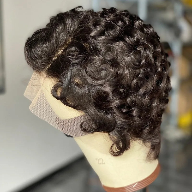Pixie Cut 13x4 Lace Frontal Human Hair Wig for Women 180% Density 4inches Pre-plucked with Baby Hair Natural Hairline Remy Hair