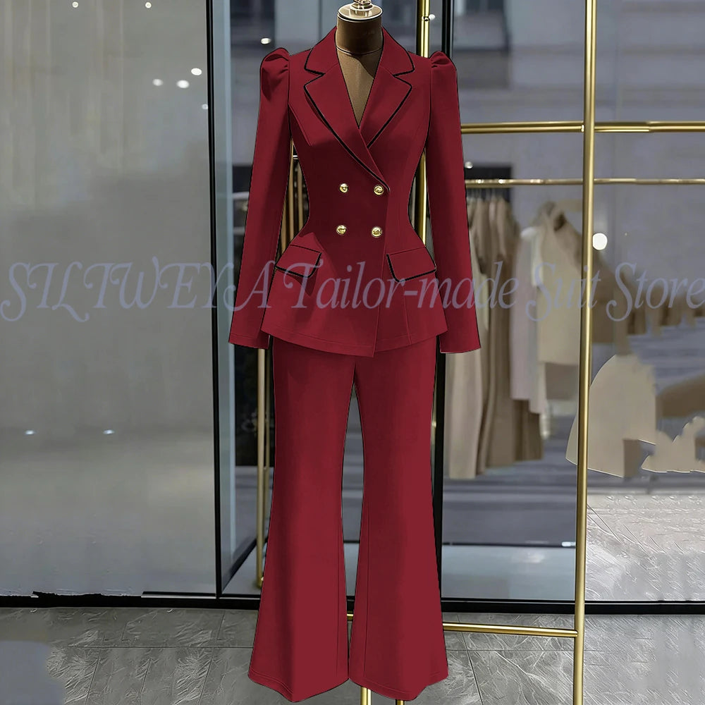 Double Breasted Blazer Set With Side Pockets For Women