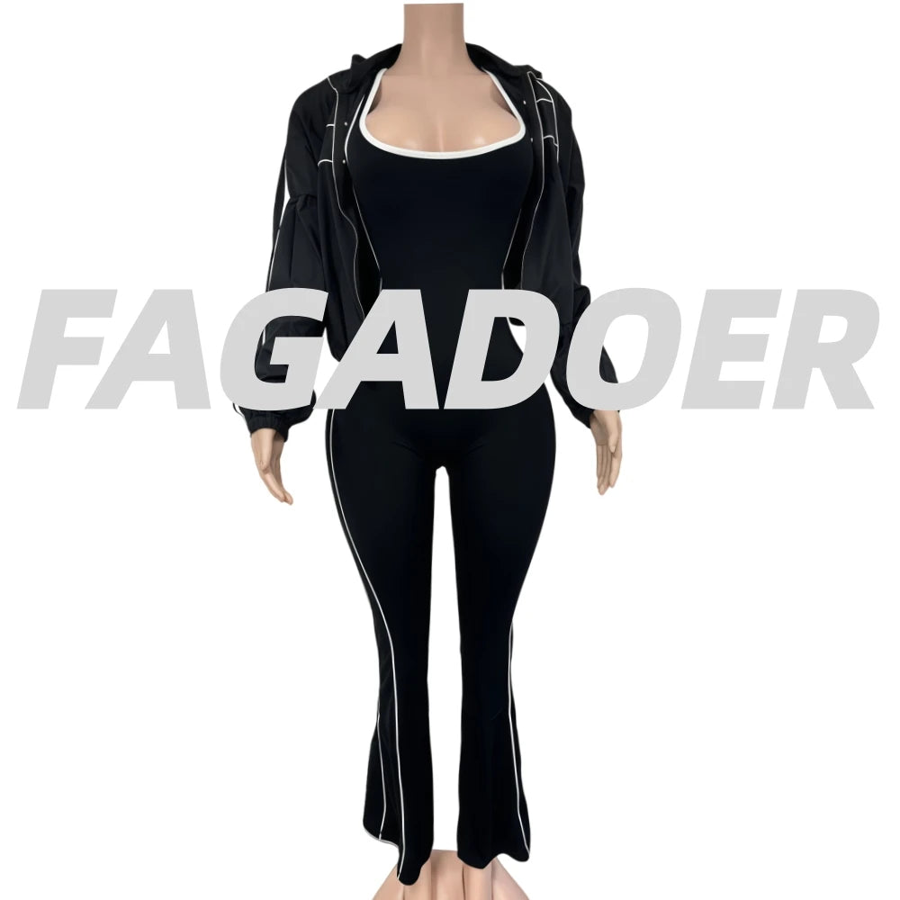 Casual Two Piece Jacket And Jumpsuit Set for Women