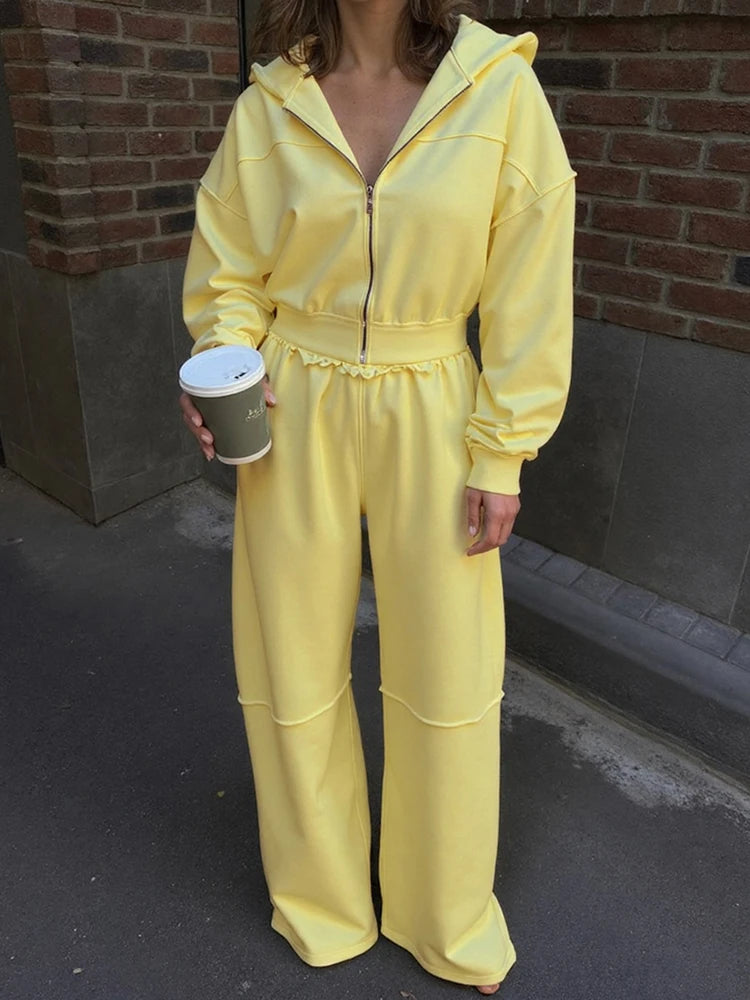 Cozy Woolen Hooded Pantsuit