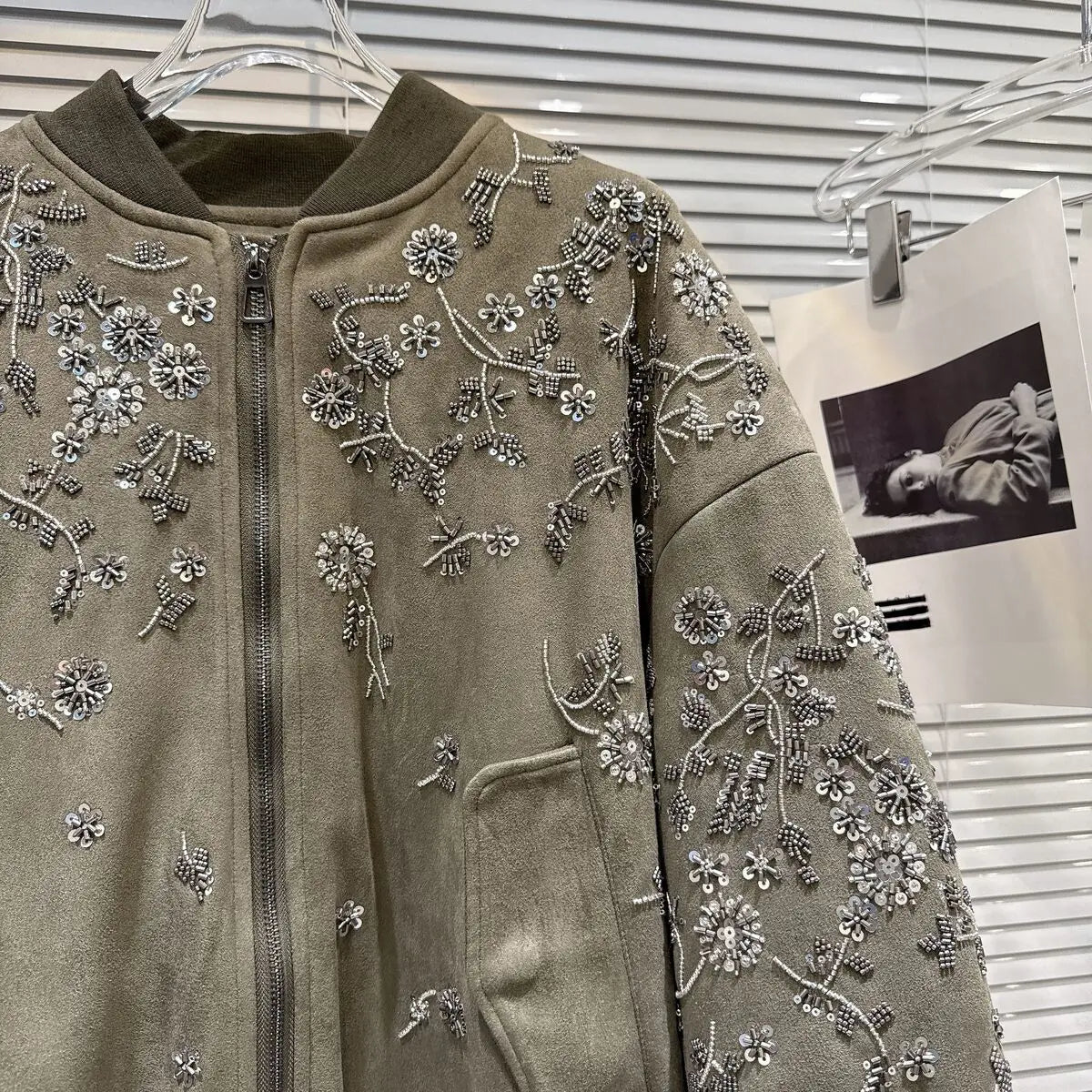 2026 Winter New Coat for Women,Retro Heavy Industry Nail Bead Suede Embroidery Loose Cotton Jacket