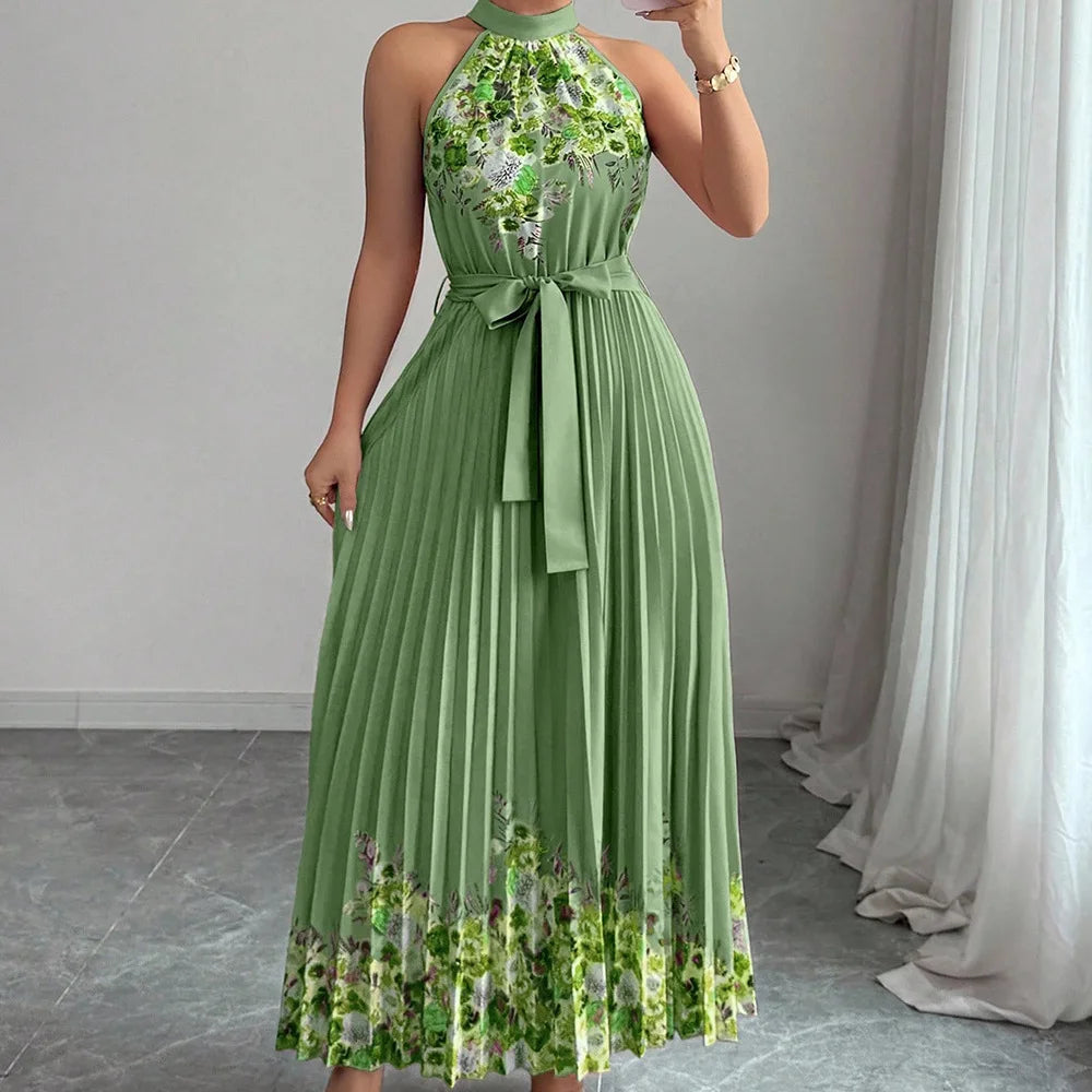 Chic Lightweight Halter Neck Lace Up Maxi Dress for Women