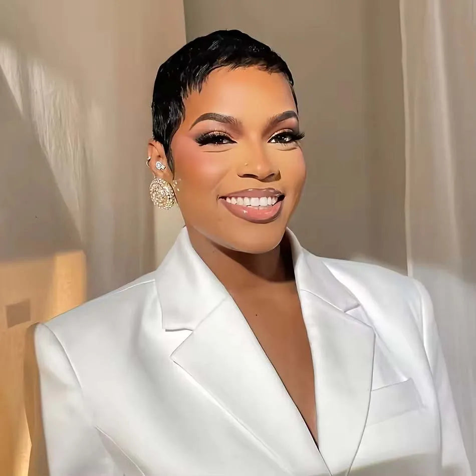Natural Short Pixie Cut Curly Brazilian Remy Wig for Women