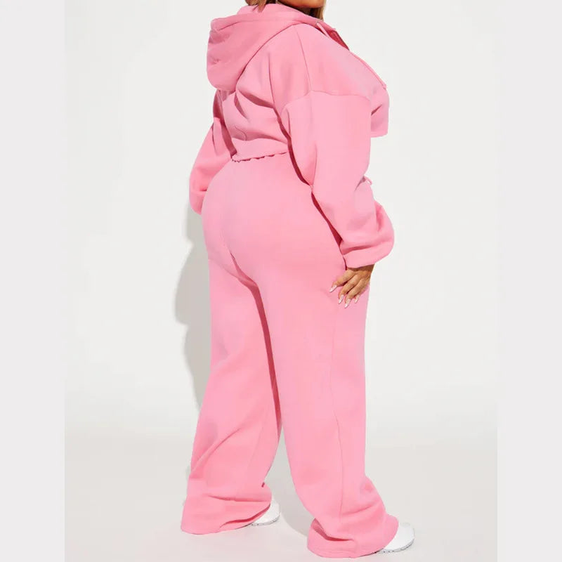 Hooded Cropped Sweatshirt And Long Pants Set for Women